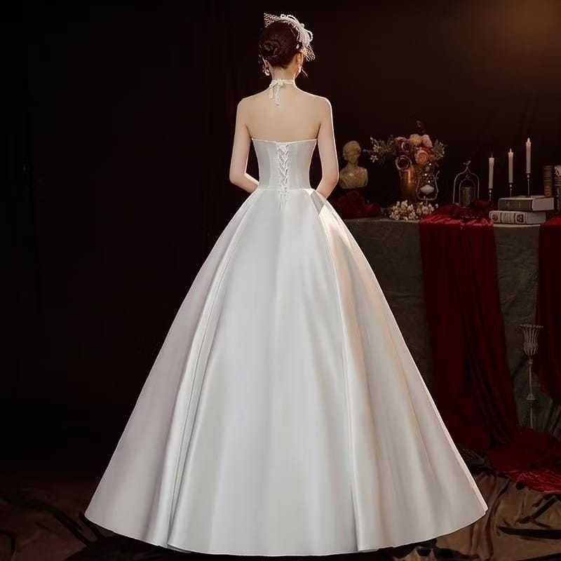 VESTIDO DE NOIVA COM DRAPEADO NO BUSTO SEM ALÇAS