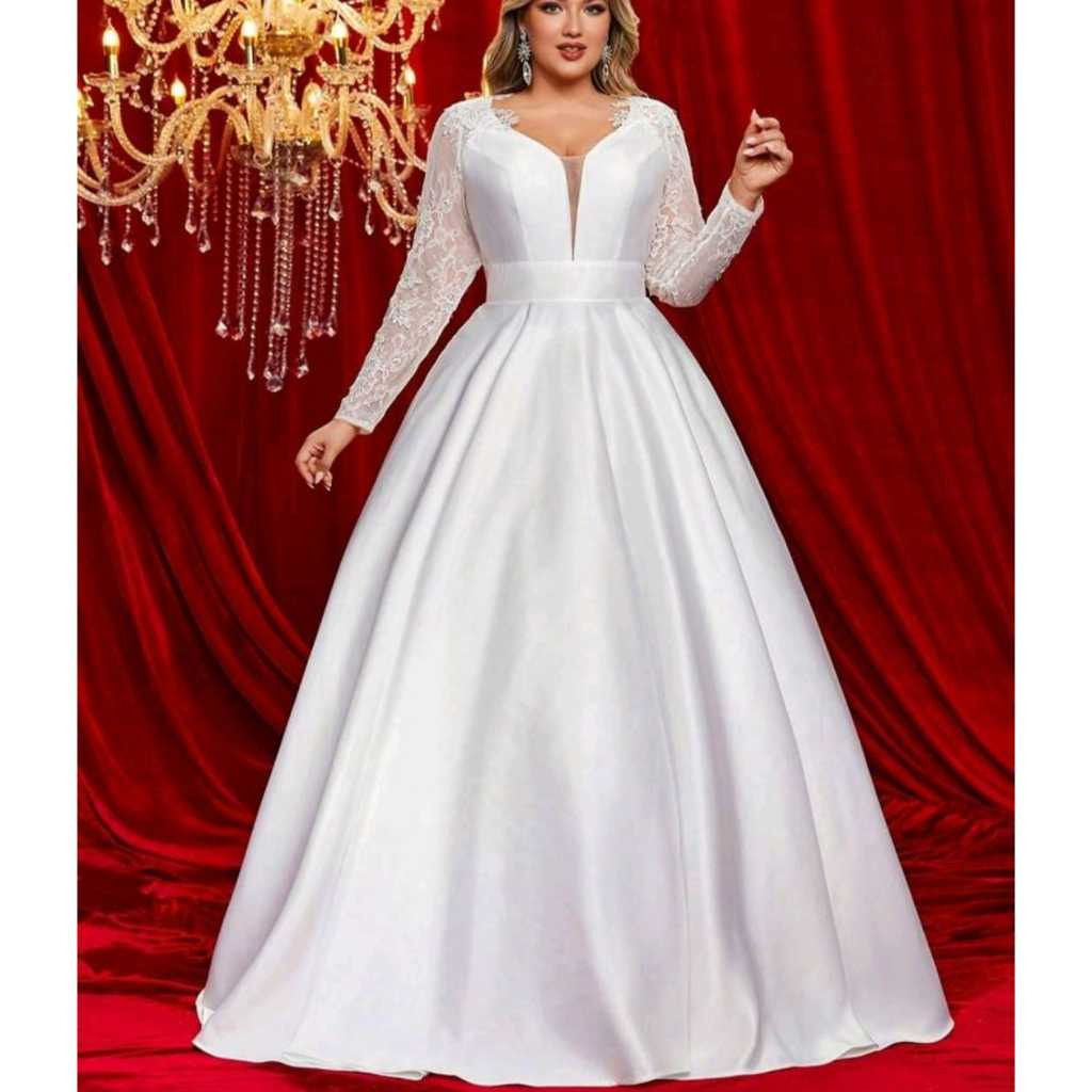 VESTIDO DE NOIVA MANGA LONGA COM RENDA