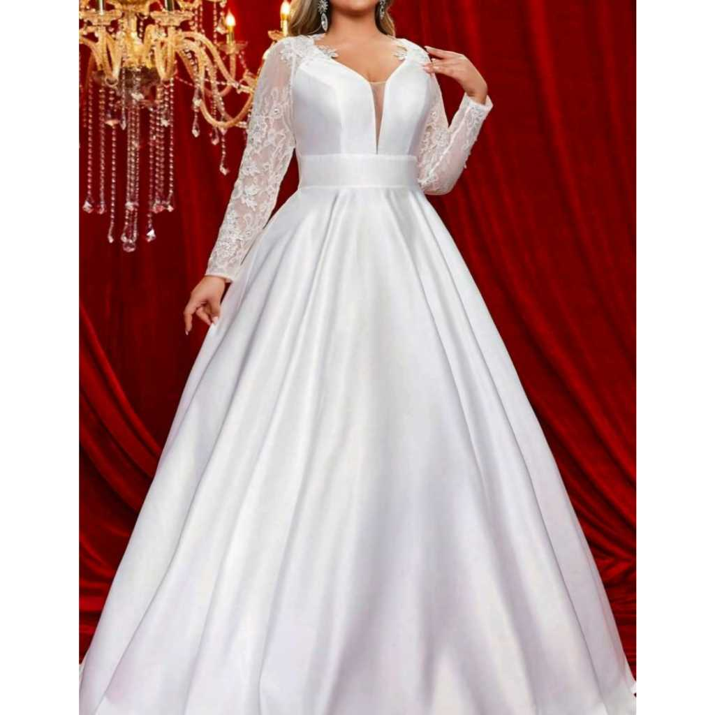 VESTIDO DE NOIVA MANGA LONGA COM RENDA