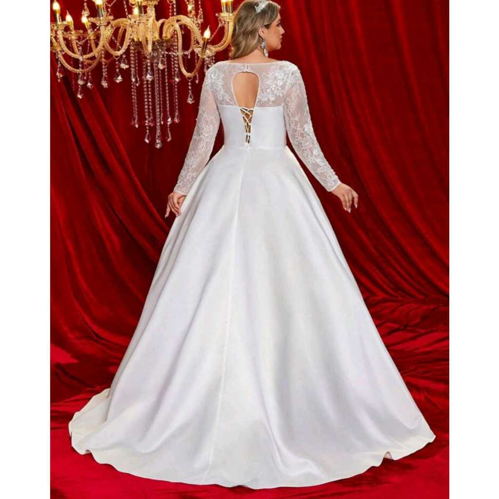 VESTIDO DE NOIVA MANGA LONGA COM RENDA