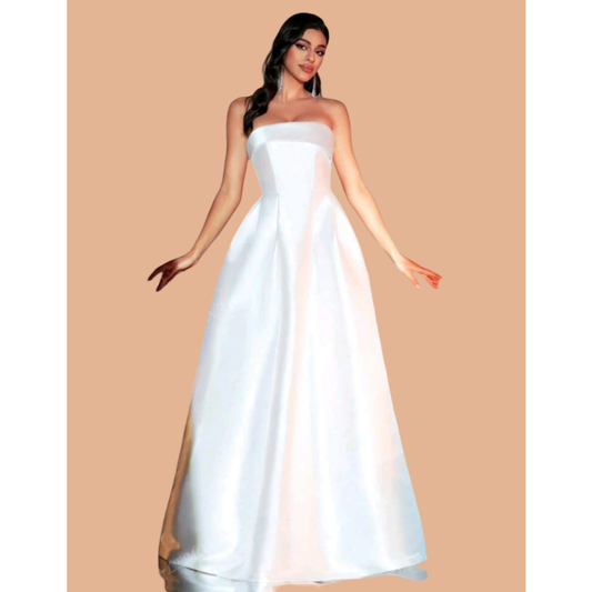 VESTIDO DE NOIVA SIMPLES TOMARA QUE CAIA LONGO