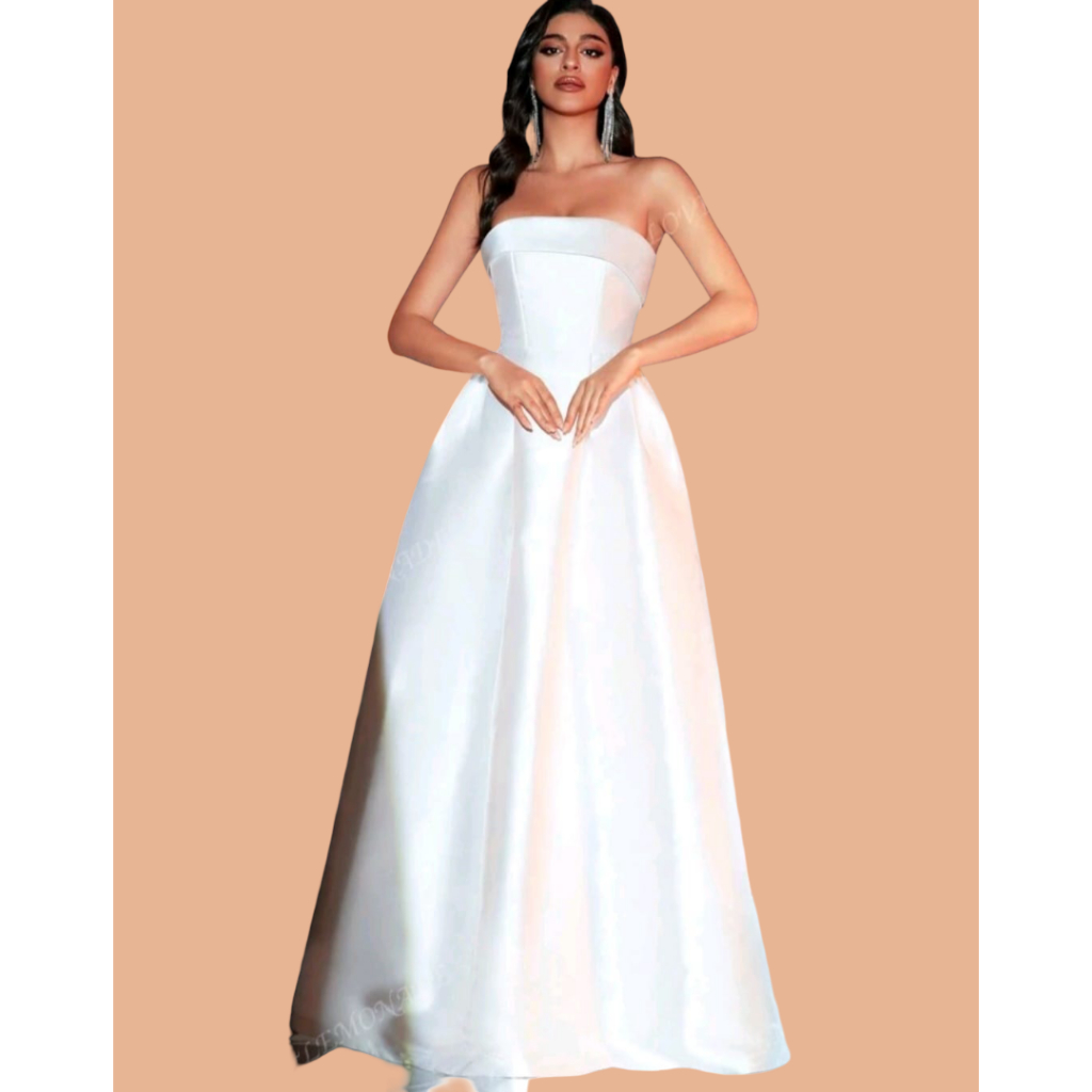VESTIDO DE NOIVA SIMPLES TOMARA QUE CAIA LONGO