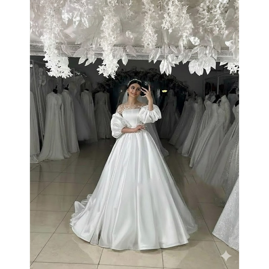 VESTIDO DE NOIVA OMBRO A OMBRO COM RENDA