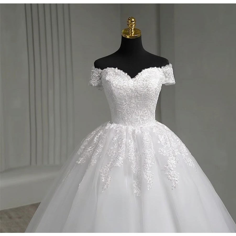 VESTIDO DE NOIVA COM ALÇA OMBRO A OMBRO MODELO LUNA