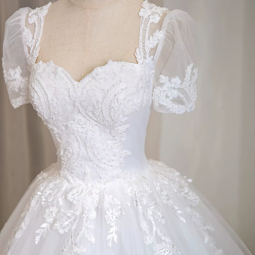 VESTIDO DE NOIVA COM RENDA E MANGA MODELO BRUNA