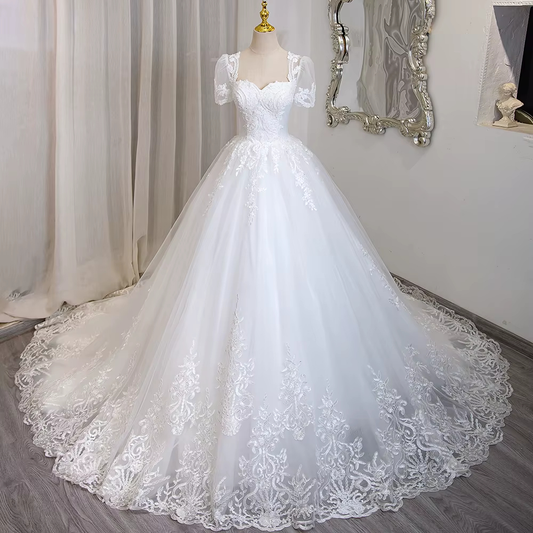 VESTIDO DE NOIVA COM RENDA E MANGA MODELO BRUNA